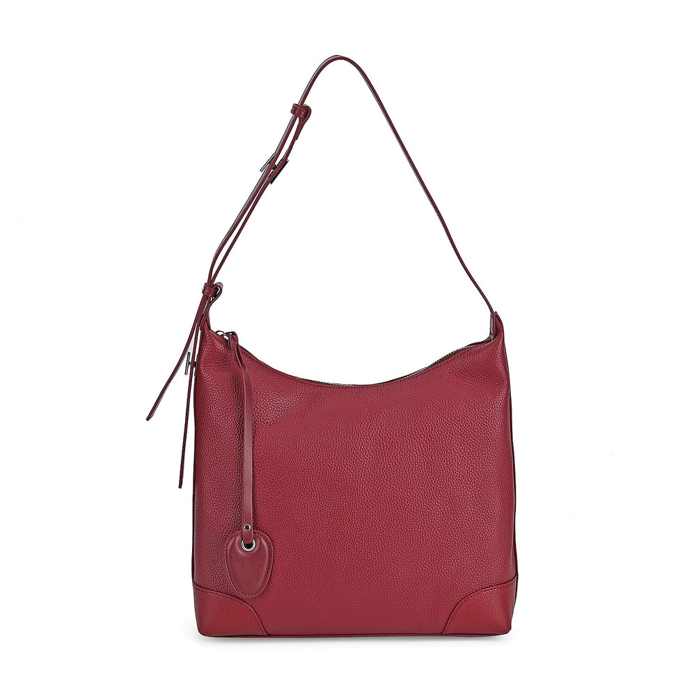 Leather Solid Crossbody Bag (Size 29x8x30 cm) - Burgundy