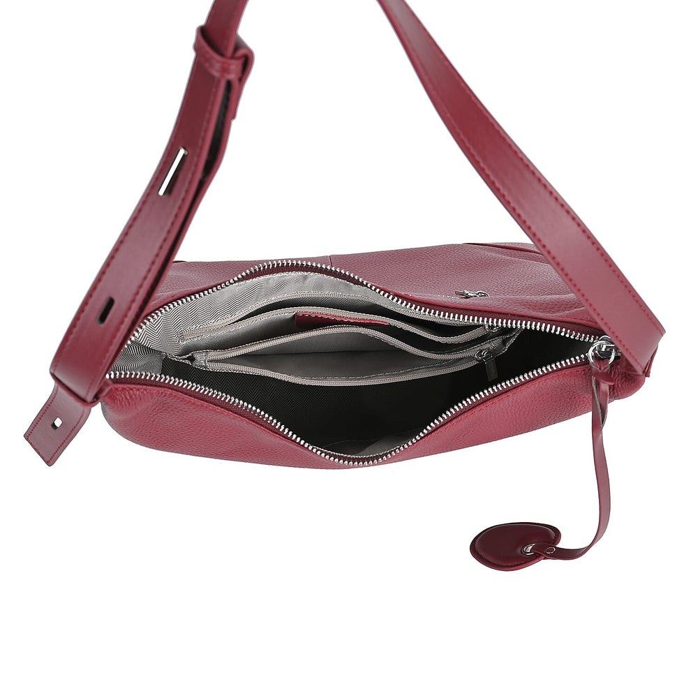 Leather Solid Crossbody Bag (Size 29x8x30 cm) - Burgundy