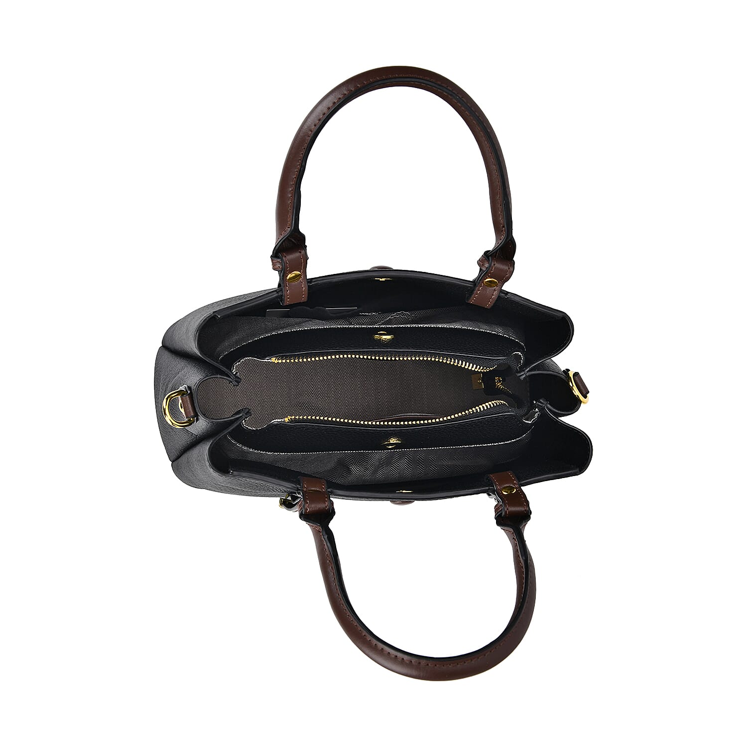Closeout Deal - 100% Genuine Leather Bag Mulitcompartment with 2 Interchangeable Adjustable Shoulder Straps- Black