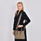 THE BUYERS PICK - SUMPTUOUS Quality - 100% Genuine Exquisite Leather Convertible City Bag with Handle Drop - Detachable Long Strap (120cm) - Khaki