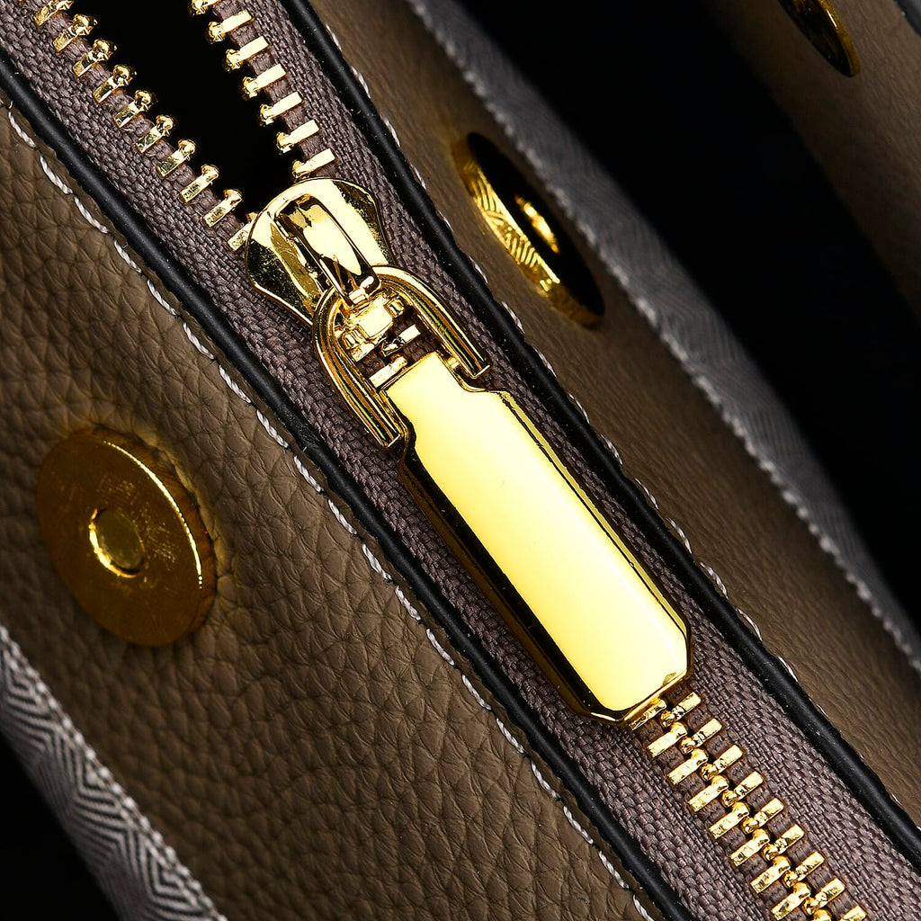 THE BUYERS PICK - SUMPTUOUS Quality - 100% Genuine Exquisite Leather Convertible City Bag with Handle Drop - Detachable Long Strap (120cm) - Khaki