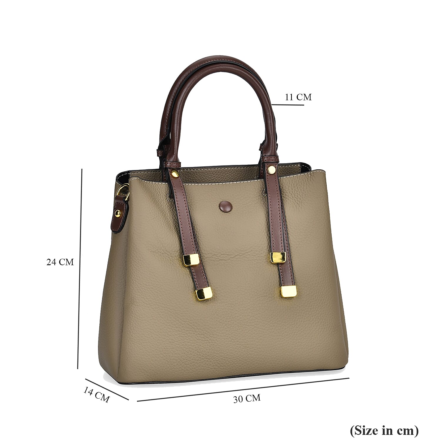 THE BUYERS PICK - SUMPTUOUS Quality - 100% Genuine Exquisite Leather Convertible City Bag with Handle Drop - Detachable Long Strap (120cm) - Khaki