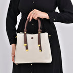 THE BUYERS PICK - SUMPTUOUS Quality - 100% Genuine Exquisite Leather Convertible City Bag with Handle Drop - Detachable Long Strap (120cm) - White