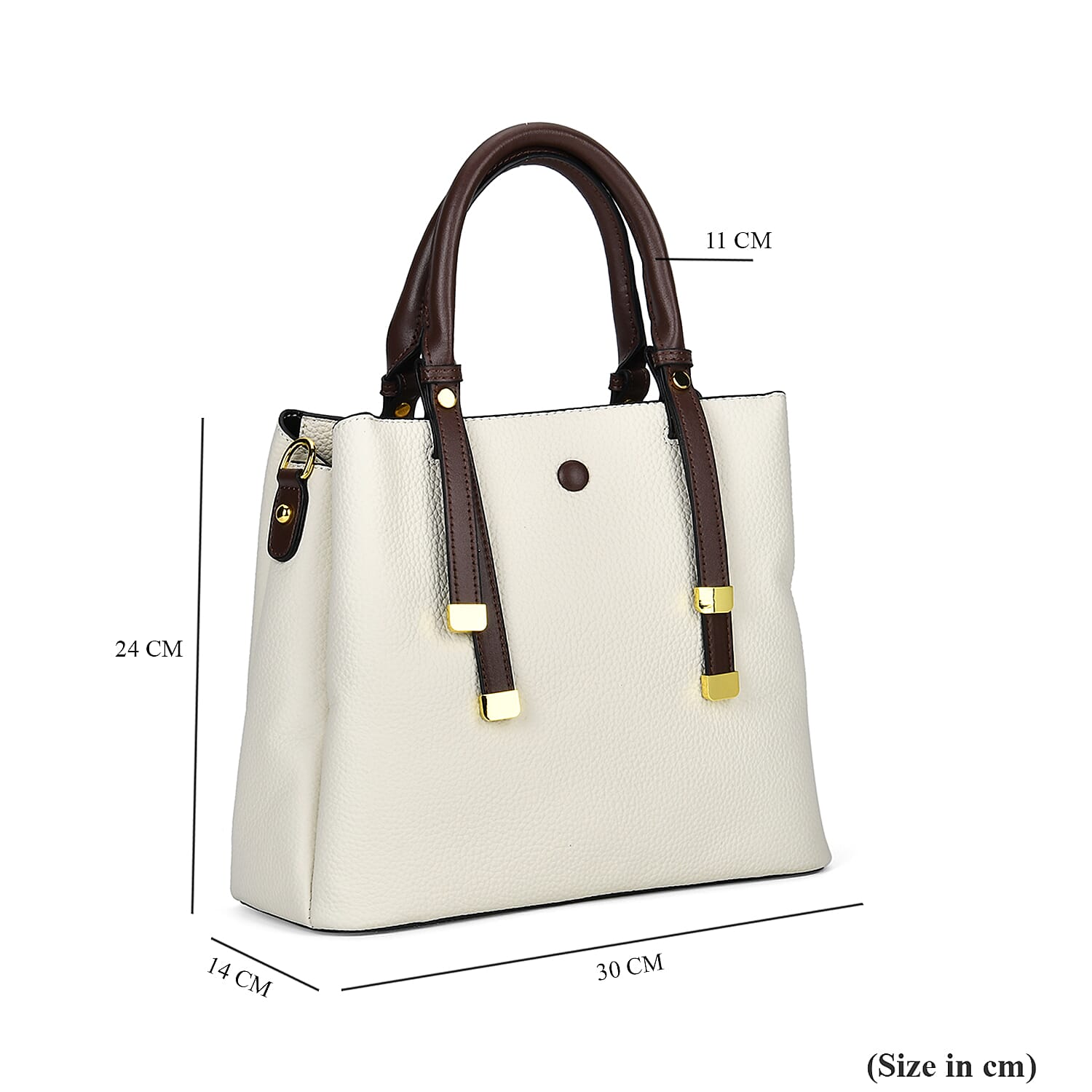 THE BUYERS PICK - SUMPTUOUS Quality - 100% Genuine Exquisite Leather Convertible City Bag with Handle Drop - Detachable Long Strap (120cm) - White