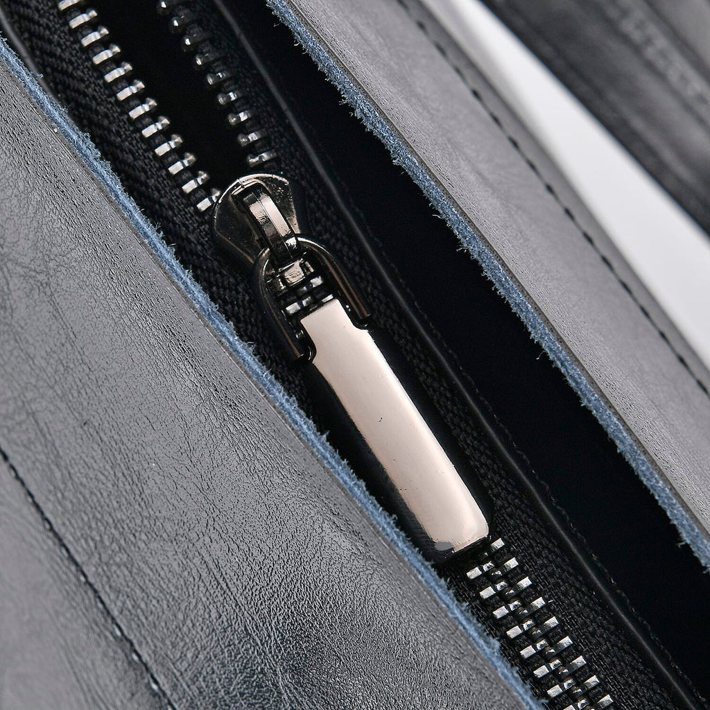 Genuine Leather Convertible Bag with Handle Drop and Detachable Long Strap 120cm - Black