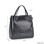 Genuine Leather Convertible Bag with Handle Drop and Detachable Long Strap 120cm - Black