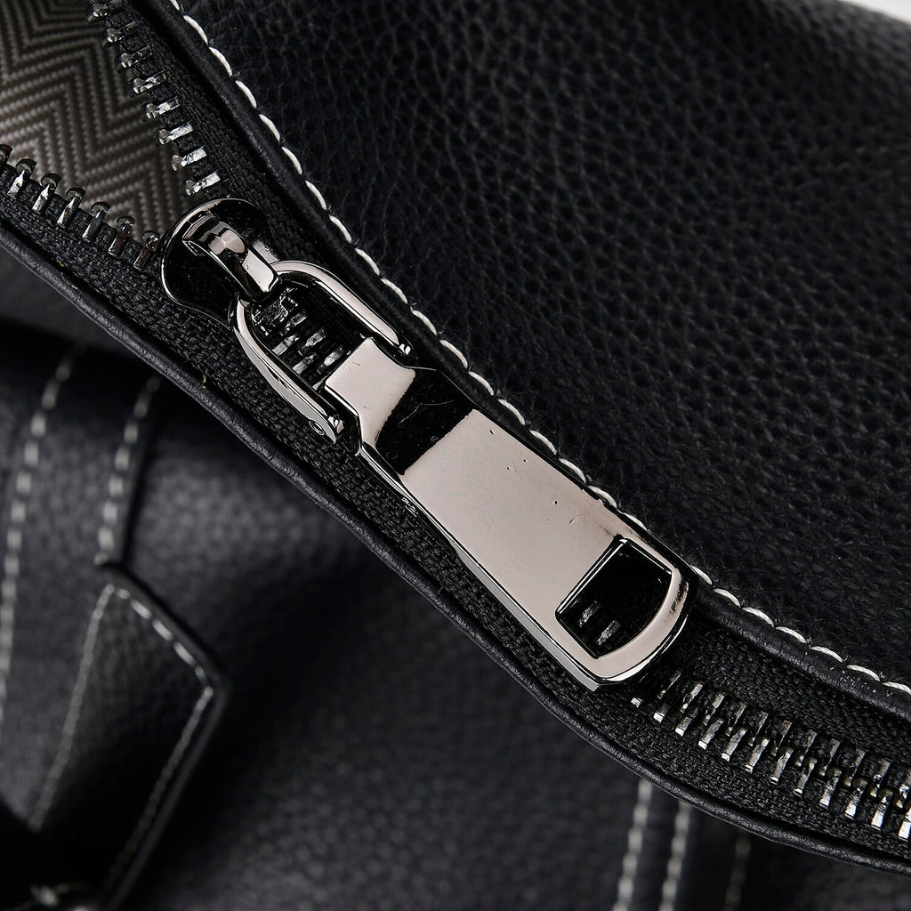 100% Genuine Leather 2-in-1 Crossbody Bag with Adjustable Shoulder Strap - Black