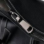 100% Genuine Leather 2-in-1 Crossbody Bag with Adjustable Shoulder Strap - Black