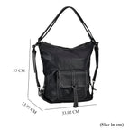 100% Genuine Leather 2-in-1 Crossbody Bag with Adjustable Shoulder Strap - Black