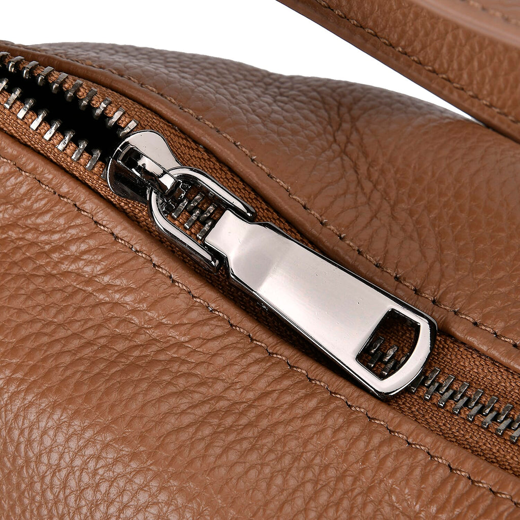100% Genuine Leather 2-in-1 Crossbody Bag with Adjustable Shoulder Strap - Khaki