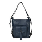 100% Genuine Leather 2-in-1 Crossbody Bag with Adjustable Shoulder Strap - Navy