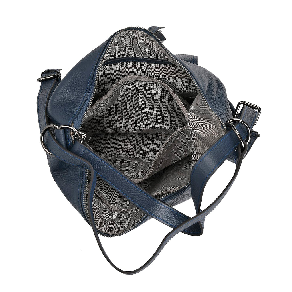 100% Genuine Leather 2-in-1 Crossbody Bag with Adjustable Shoulder Strap - Navy