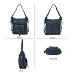 100% Genuine Leather 2-in-1 Crossbody Bag with Adjustable Shoulder Strap - Navy