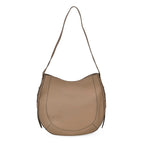 Genuine Leather Solid Pattern Crossbody Bag with Adjustable Shoulder - Khaki