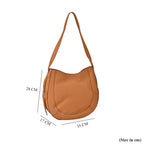 100% Genuine Leather U-shaped Crossbody Bag with Zipped Closure & Adjustable shoulder Strap - Tan