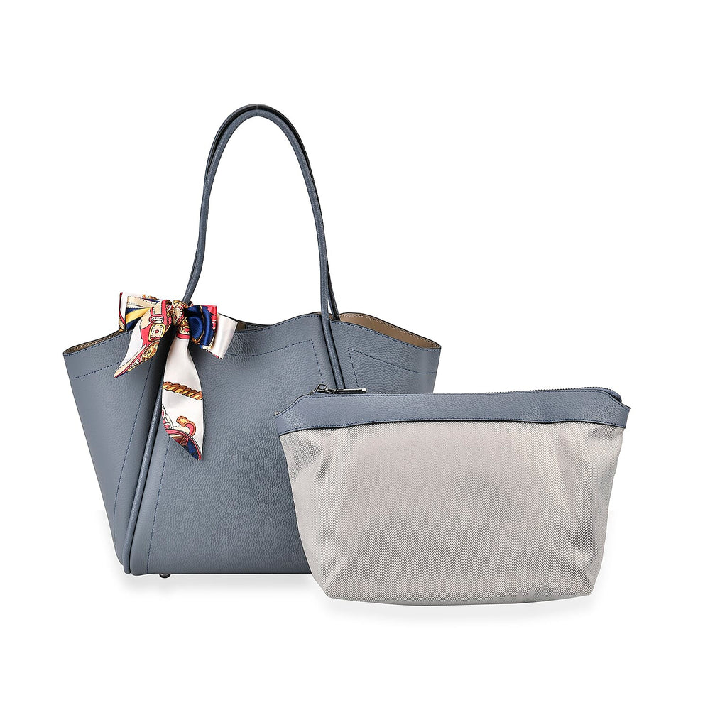 Leather Solid Tote Bag (Size 25x13x26 cm) - Blue