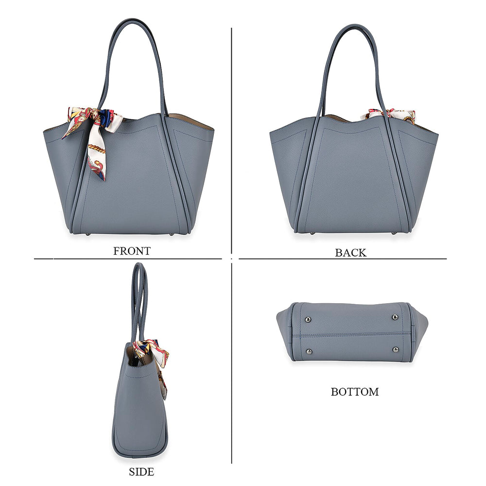 Leather Solid Tote Bag (Size 25x13x26 cm) - Blue