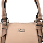 KTD by Kenzo Takada Leather Classic Tote Bag with a Tassel Charm - Beige