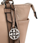 KTD by Kenzo Takada Leather Classic Tote Bag with a Tassel Charm - Beige
