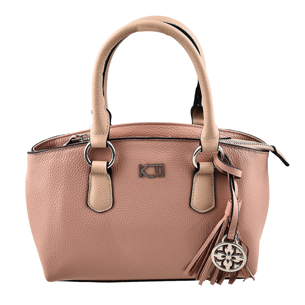 KTD by Kenzo Takada Leather Mini City Tote Bag with Top Handle & Tassel Charm - Nude