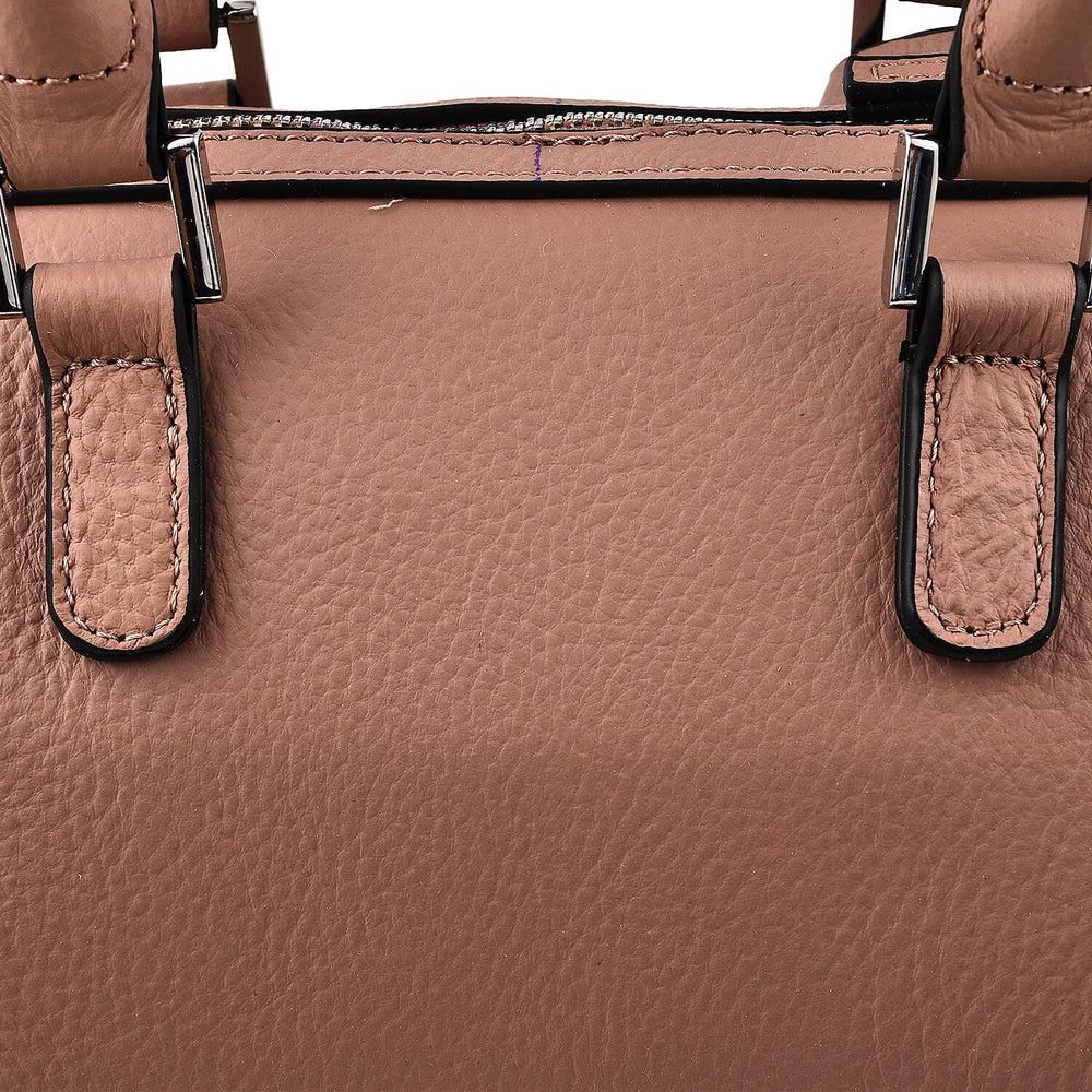 KTD by Kenzo Takada Leather Mini City Tote Bag with Top Handle & Tassel Charm - Nude