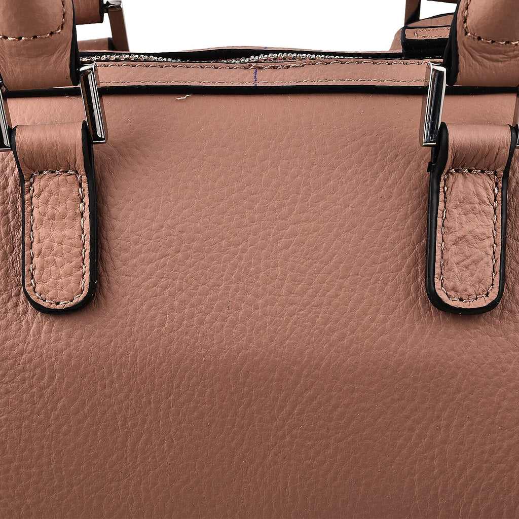 KTD by Kenzo Takada Leather Mini City Tote Bag with Top Handle & a Tassel Charm - Pink