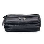 Genuine Leather Weave Waist Bag - Black