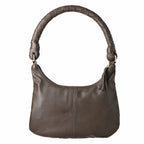 100% Genuine Leather Weaved Shoulder Hobo Bag - Dark Brown