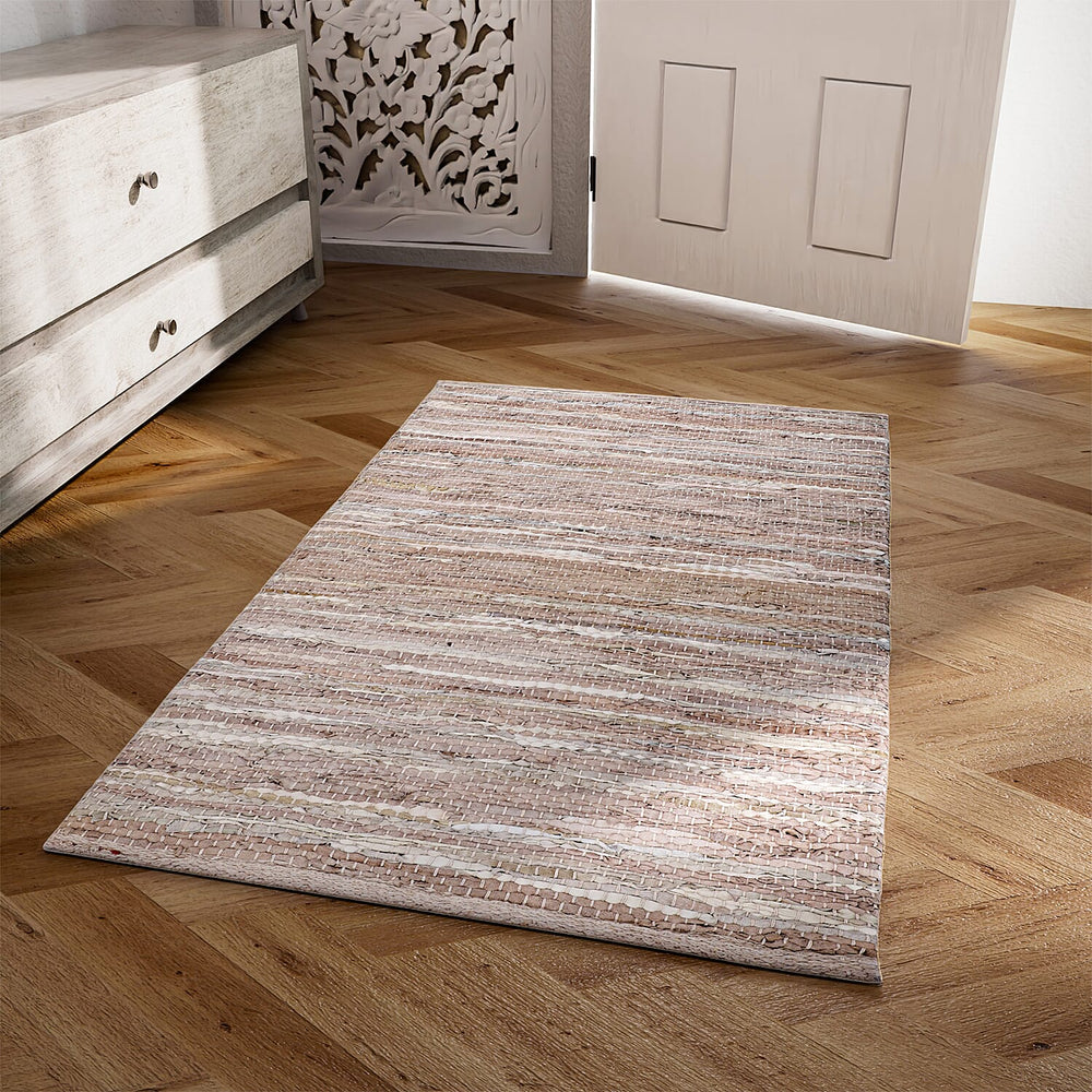 Leather Woven Rug and Door Mat (Size 65x1 cm) - Sage Green & Sage Green
