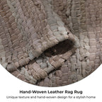 Leather Woven Rug and Door Mat (Size 65x1 cm) - Sage Green & Sage Green