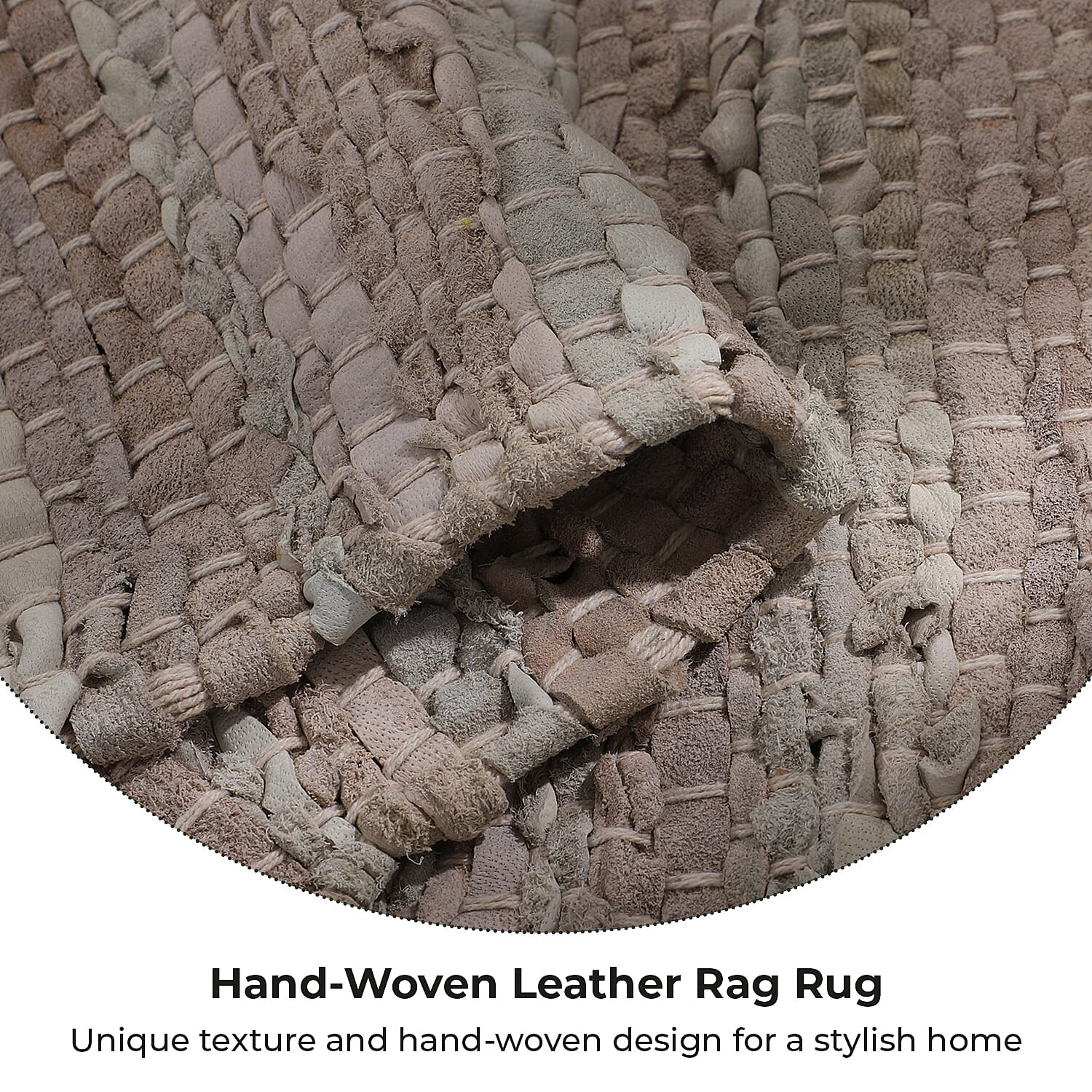 Leather Woven Rug and Door Mat (Size 65x1 cm) - Sage Green & Sage Green
