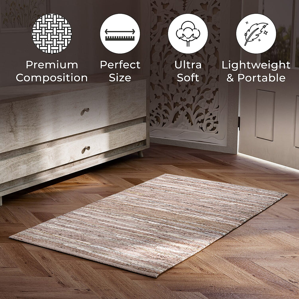 Leather Woven Rug and Door Mat (Size 65x1 cm) - Sage Green & Sage Green