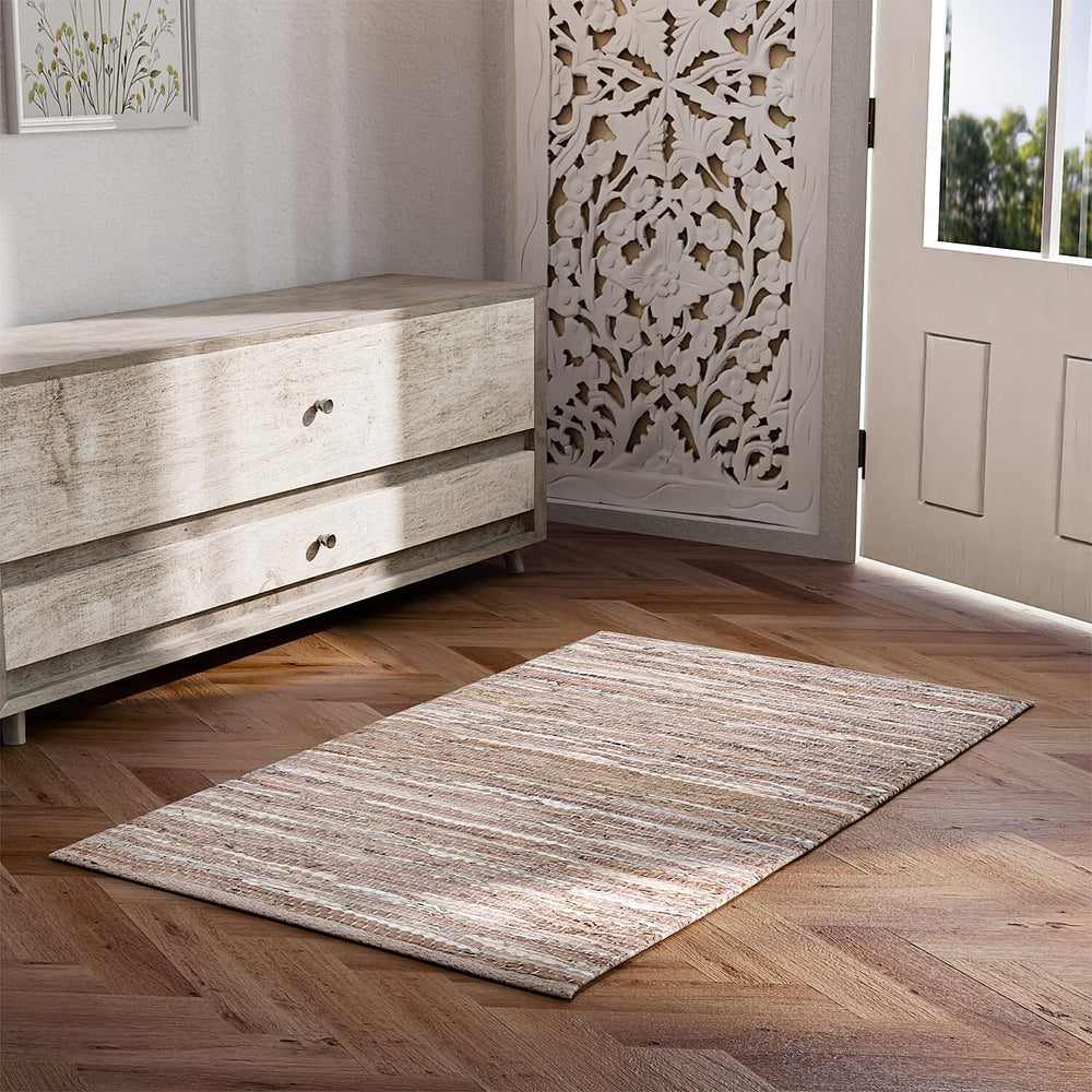 Leather Woven Rug and Door Mat (Size 65x1 cm) - Sage Green & Sage Green