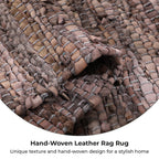 Leather Woven Rug and Door Mat (Size 80x1 cm) - Lavender & Lavender