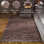 Leather Woven Rug and Door Mat (Size 80x1 cm) - Lavender & Lavender