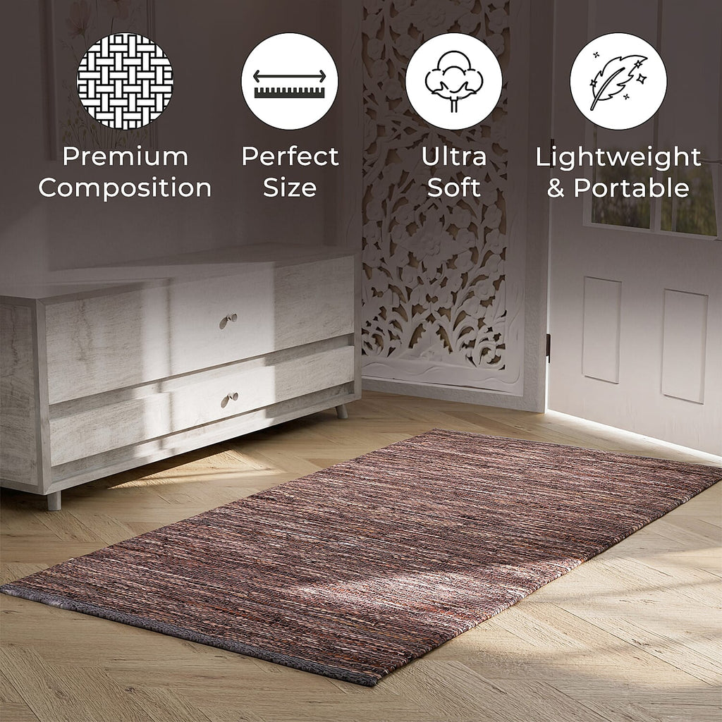 Leather Woven Rug and Door Mat (Size 80x1 cm) - Lavender & Lavender