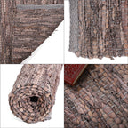 Leather Woven Rug and Door Mat (Size 80x1 cm) - Lavender & Lavender
