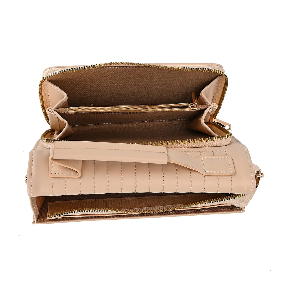 Designer Inspired 2-in-1 PU Crossbody Bag (Size 21x8x14 cm) - Beige