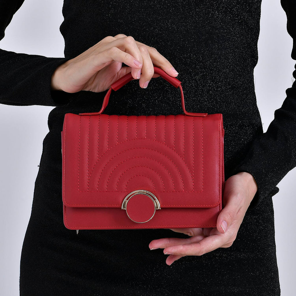Designer Inspired 2-in-1 PU Crossbody Bag (Size 21x8x14 cm) - Burgundy