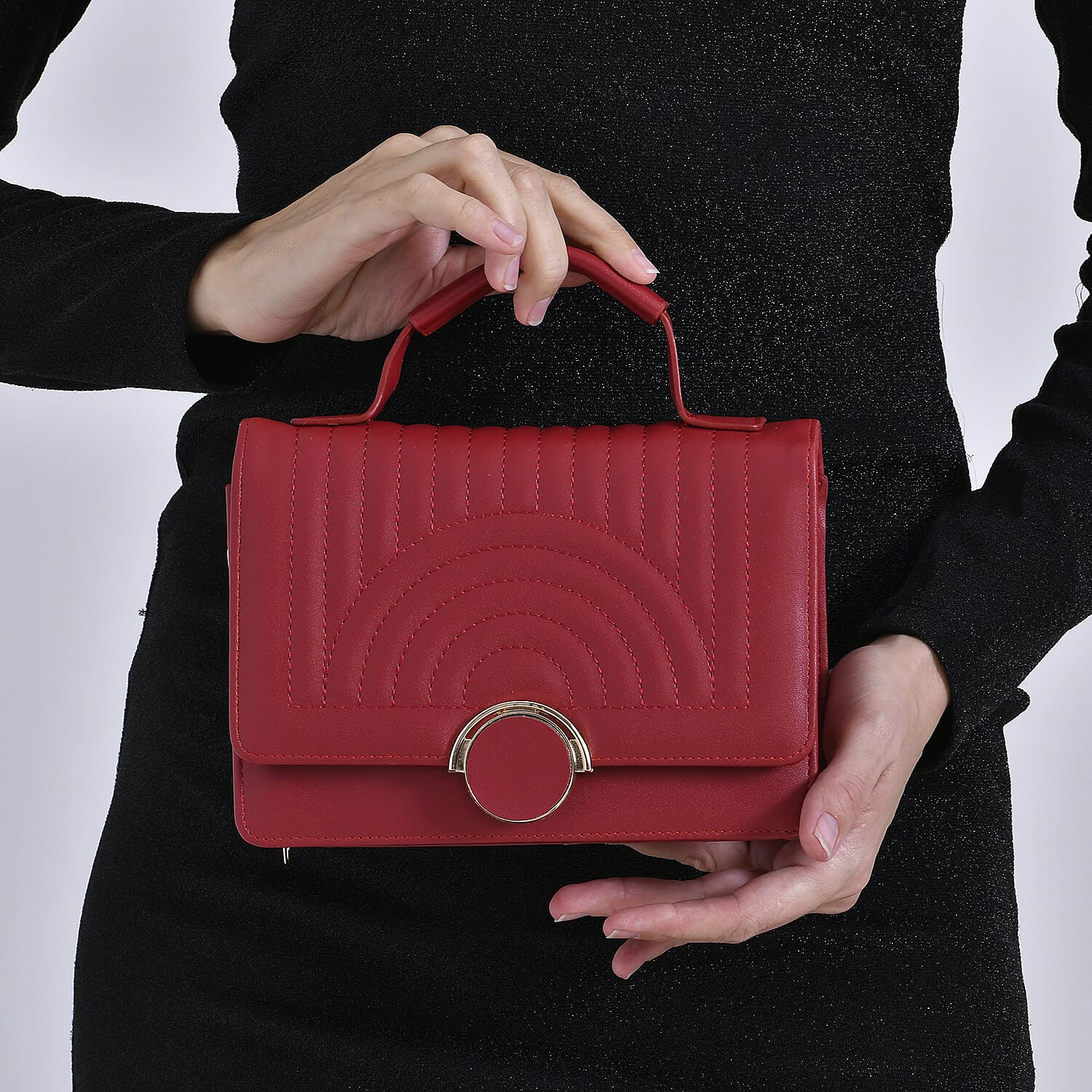 Designer Inspired 2-in-1 PU Crossbody Bag (Size 21x8x14 cm) - Burgundy