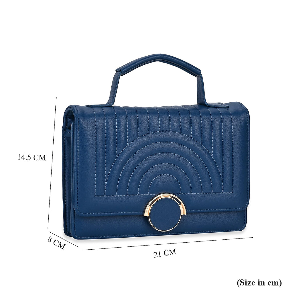 Designer Inspired 2-in-1 PU Crossbody Bag (Size 21x8x14 cm) - Navy