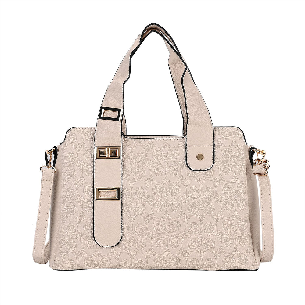 Designer Inspired Patterned Crossbody Bag - White
