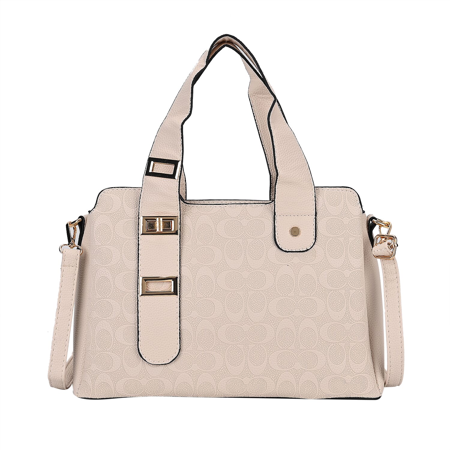 Designer Inspired Patterned Crossbody Bag - White