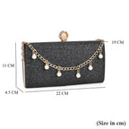 Leatherette Clutch Bag with Necklace & Bracelet (Size 22x12x4 cm) - Black
