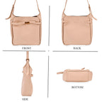 Leatherette Crossbody Bag with Detachable Small Zipper Bag - Beige