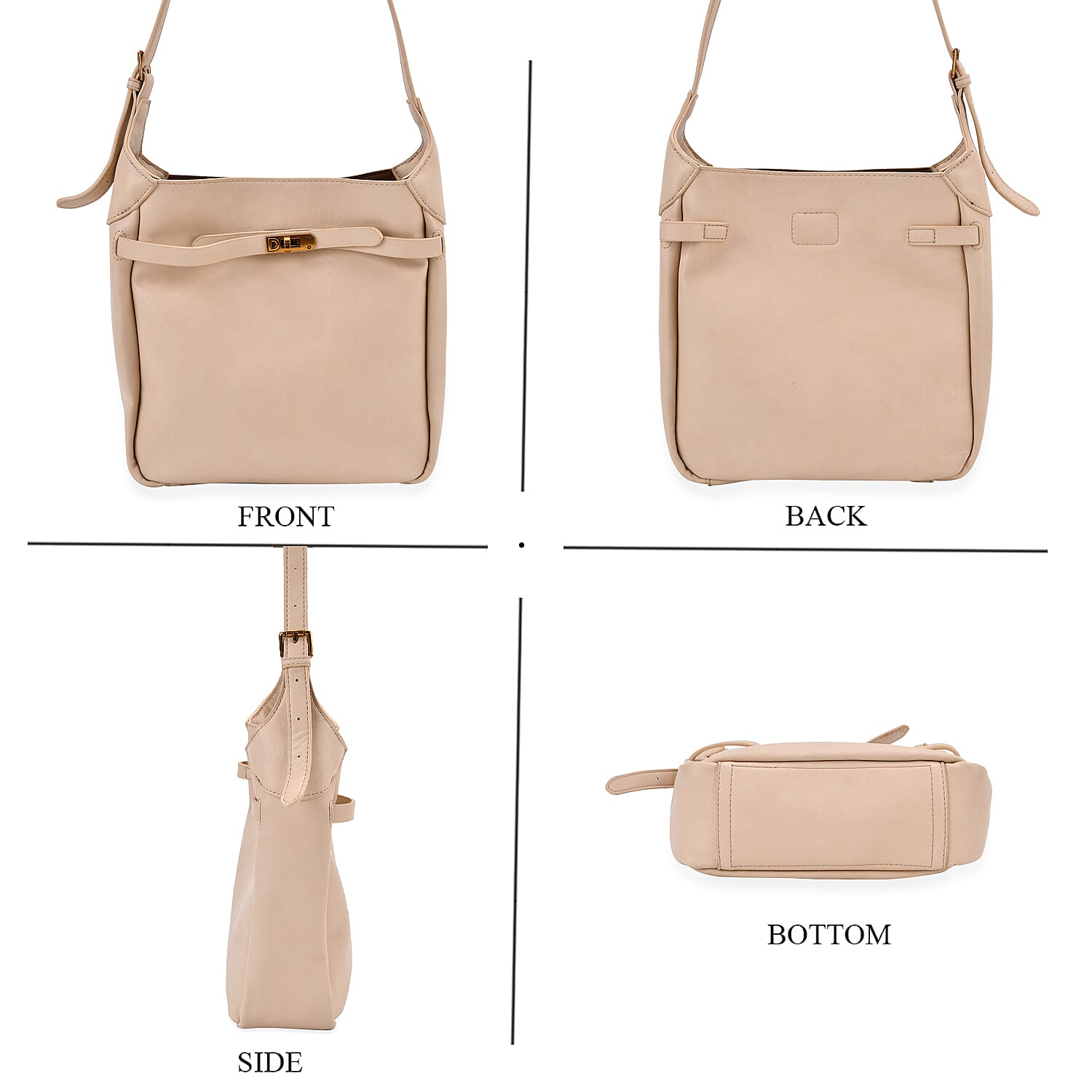 Leatherette Crossbody Bag with Detachable Small Zipper Bag - Beige