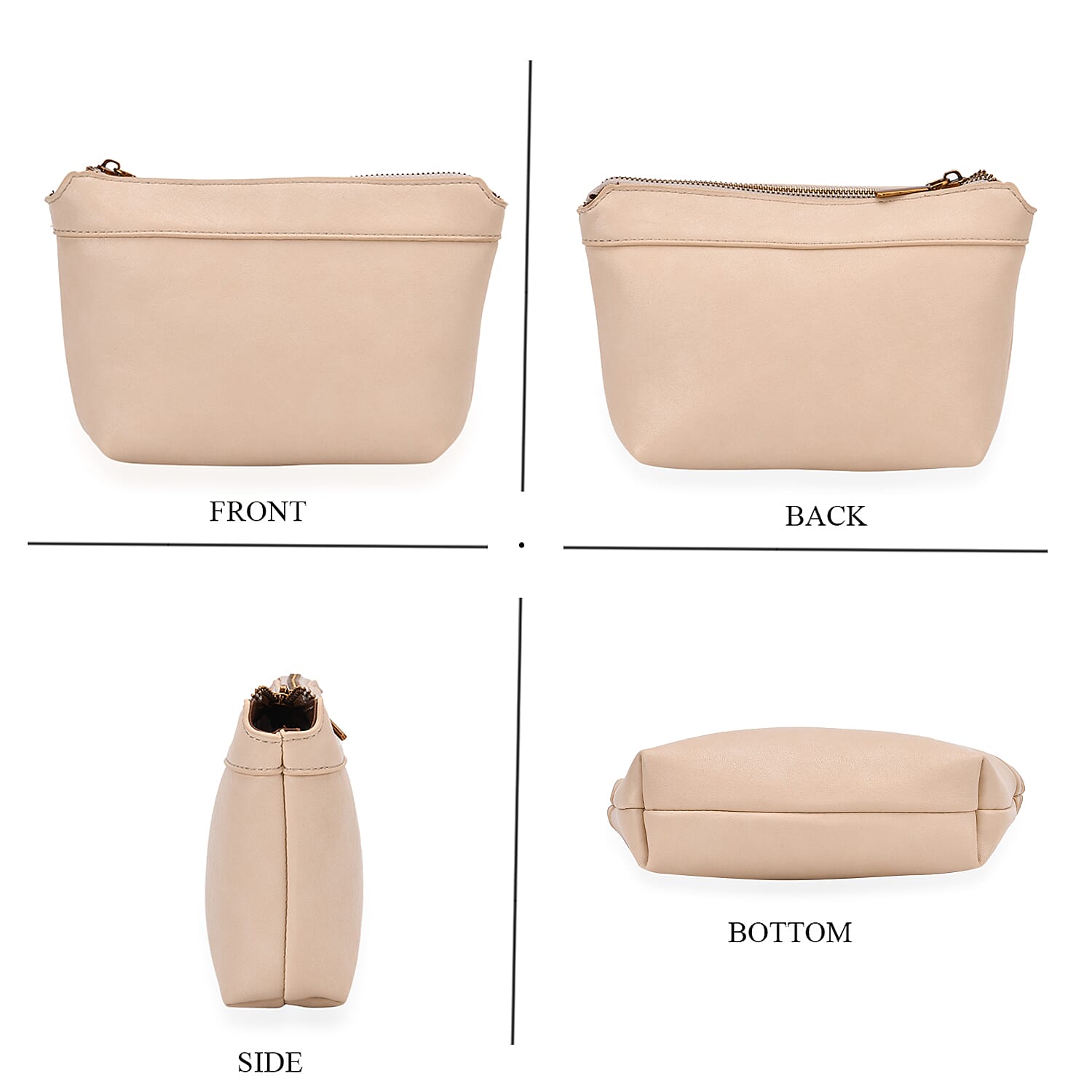 Leatherette Crossbody Bag with Detachable Small Zipper Bag - Beige