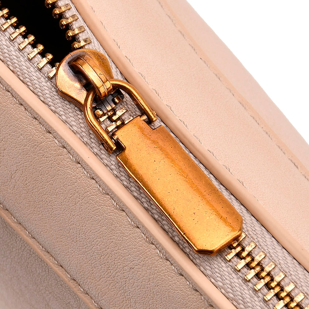 Leatherette Crossbody Bag with Detachable Small Zipper Bag - Beige