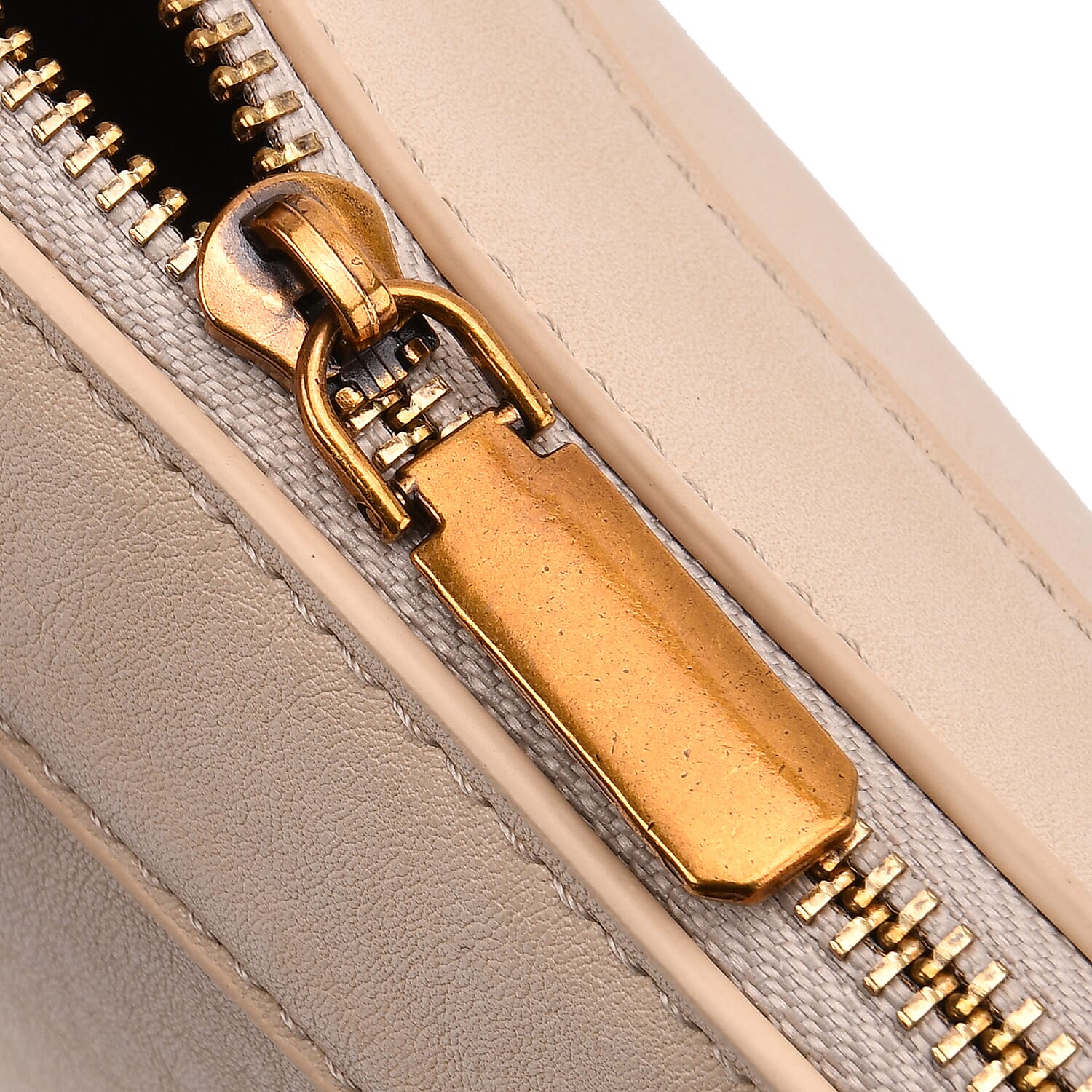 Leatherette Crossbody Bag with Detachable Small Zipper Bag - Beige