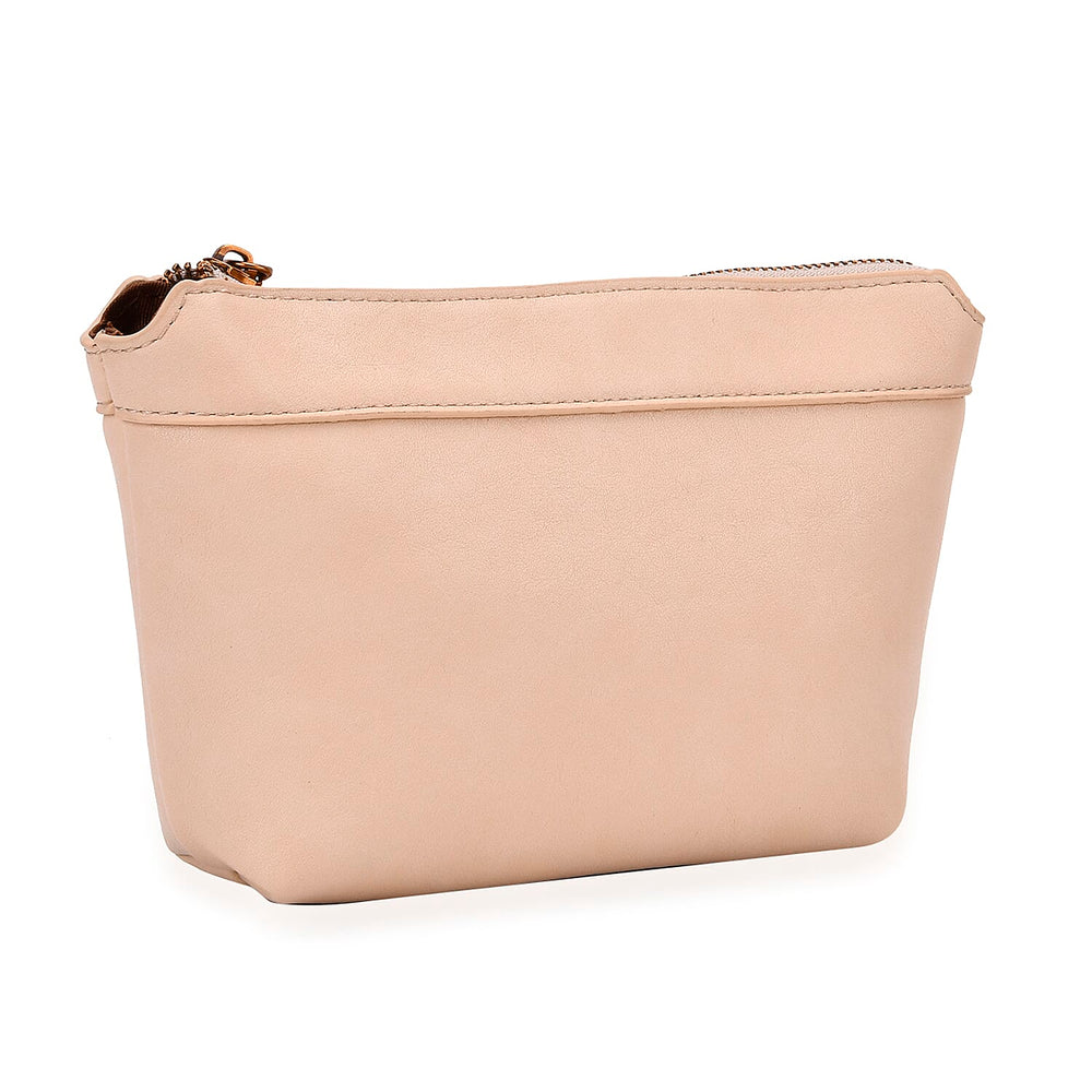 Leatherette Crossbody Bag with Detachable Small Zipper Bag - Beige